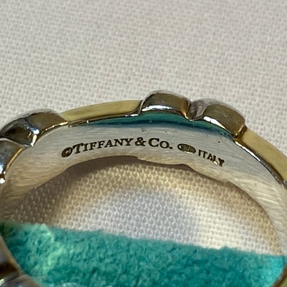 Tiffany & Co. White Enamel Signature X Stack Band Ring size 6 - Picture 7 of 15